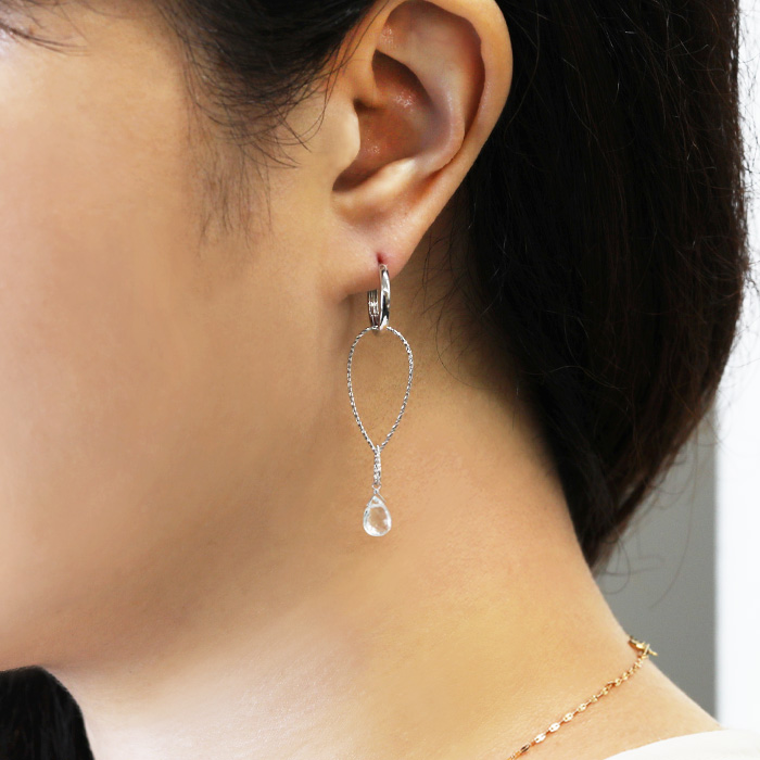 K10ホワイトゴールド アクアマリン チャーム　※片方売り